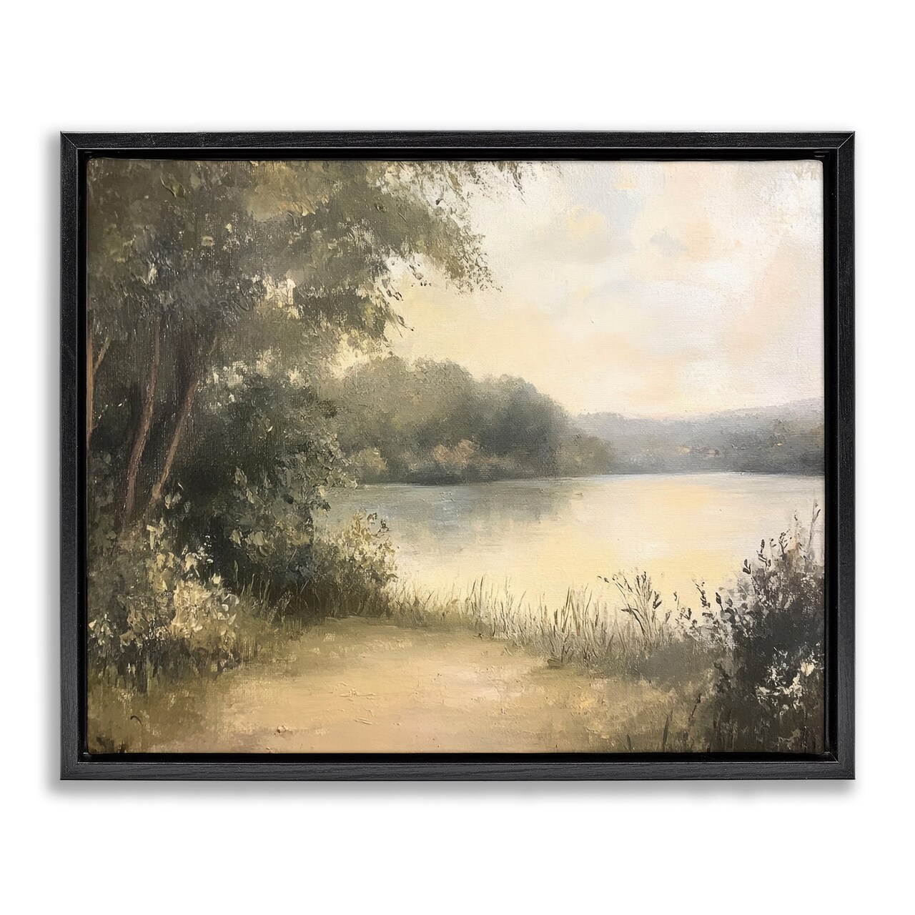 Stupell Industries Shore of Peaceful Lake Floating Frame Design by Petal Prints Design